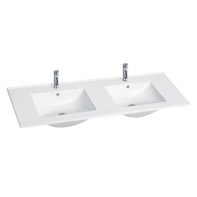 China Bathroom Vanity Bathroom Ware Bathroom Ware Square Double Edge Style Counter Top Sink Modern Sanitary European Slim Cabinet Bathroom Basin for sale