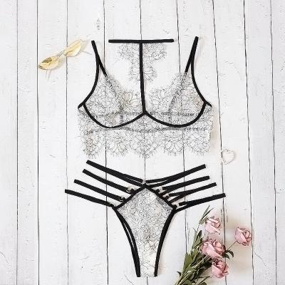 China Sexy Spandex/Polyester Women's Underwear Eye Brush Lace Bra And Brief Sets for sale