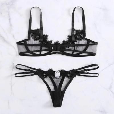 China New Fashion Spandex/Polyester Women's Sexy Underwear Lace Lingerie Bra And Brief Sets for sale