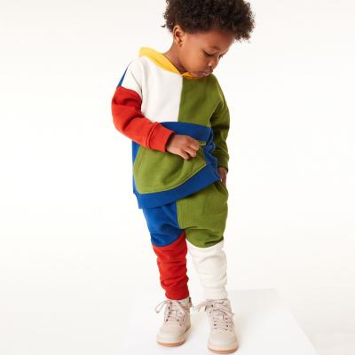 China Autumn Pullover Hoodie Spliced ​​Color Casual Designer Tracksuits High Quality Custom Fits Kids Boys Clothes for sale