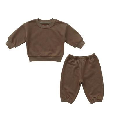 China OEM 2 piece casual unisex pure color oversized sweatsuit kids fall baby clothes for sale