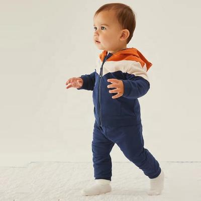 China Casual Custom Label Color Block Tracksuit Hoodie Set Newborn Kids Baby Boy Clothes Sets for sale