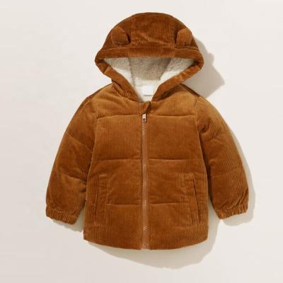 China 2021 winter windproof kids thicken warm cotton corduroy fleece winter jacket children's outwear for sale