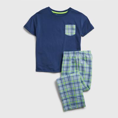 China New Classic QUICK DRY Kids Pajamas T-shirts+ Plaid Pants 2 Piece Kids Pajamas Set For Summer for sale