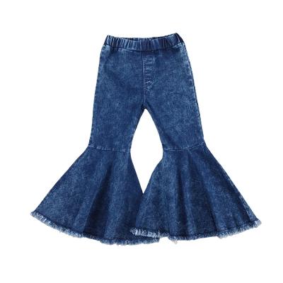 China 2021 Autumn Fashionable Design Breathable Elastic Waist Bell Bottoms Flare Pants Custom Jeans for sale