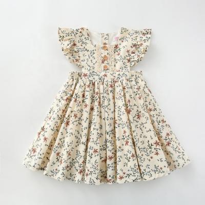 China High Quality Breathable Vintage Design Floral Pinafore Toddler Dresses Kids Girls Casual Dress Summer for sale