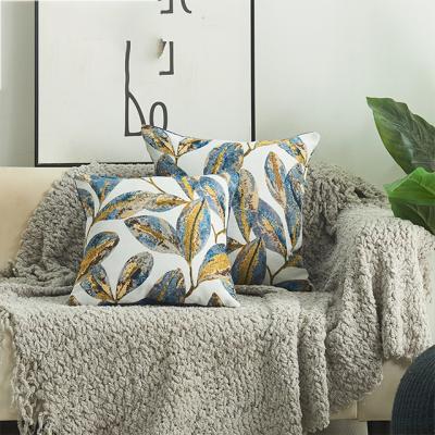 China Hot Selling Anti-Static Printed Luxury Modern Sofa Cushion Cover Floral Leaf Sofa Pillow Case Decorative Home Covers for sale