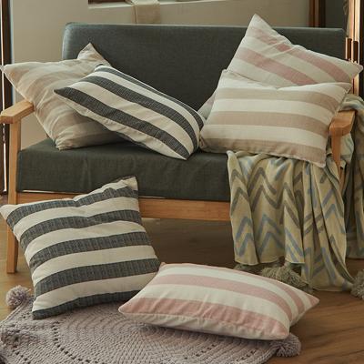 China Anti-Static Hot Selling Custom Made Stripes Cotton Blanket Geometric Linen Cushion Cover White Stripes Pillow Cover for sale