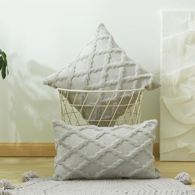 China Hot Selling Plush Throw Cushion Cover Geometric Solid Cotton Woven Pillow Cover Anti-Static Volume for sale