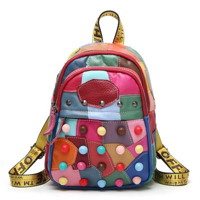 China 2022 New Korean Fashion Designer Backpack Custom Logo Genuine Leather Purse Women Luxury Multicolor Backpack Waterproof for sale