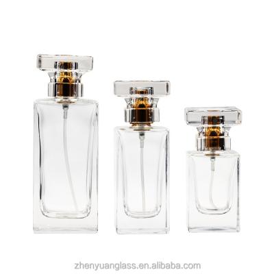 China Personal Care Perfume Bottle 30ml 50ml 100ml Luxury Clear Glass Bottle Spray Bottle With Pump Sprayer Lid for sale