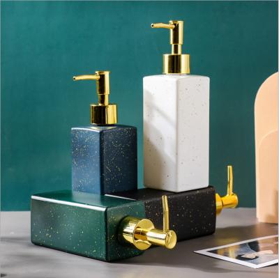 China Household Products 350ml Glass Soap Dispenser Bottle With Gold White Green Black Pump Head Custom Colors Logo Sanitizer Bathroom Products for sale