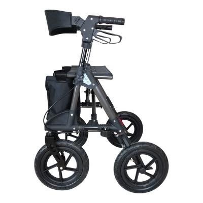 China Outdoor Outdoor Folding Aluminum Four Wheel Rollator with Seat for Elderly for sale