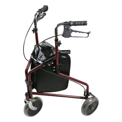 China With shopping bag or medical folding tray basket 3 wheel walker steel rollator with shopping bag for elderly for sale