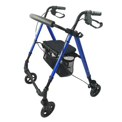 China Folding lightweight aluminum rollator walker with seat and backrest for elderly people for sale