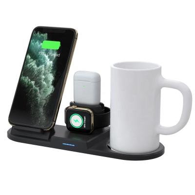 China Wireless Charger Multifunctional Wireless Phone Warmer Mug Cup Heater Charging Stand for Home Office Coffee Coaster for sale