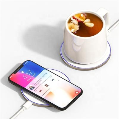 China 2021 Hot Sale Wireless Charger Cup Wireless Charging Phone Mug Set Mobile Phones Charger With Heating Coffee Mug For Christmas Gift for sale