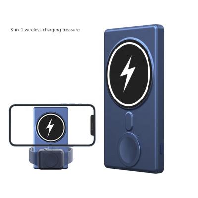 China 5000mah Powerbank Mini Super Slim Charging For Power Bank 3 in1 Fast Charging Support MSDS UN38.3 Certification Wireless Magnetic Phone Watch for sale