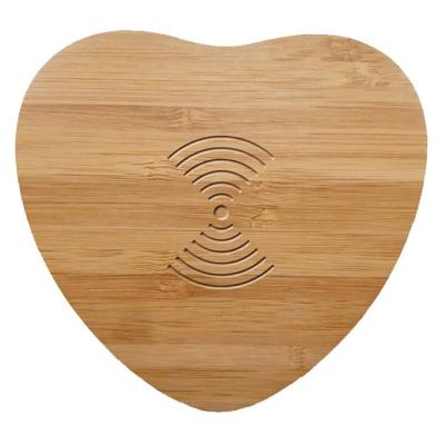 China Creative Eco-friendly Desktop Mobile Phone Desktop Wireless Charging QI Pad Wireless Charging Bamboo Wooden Charge For Universal Phone Charger for sale