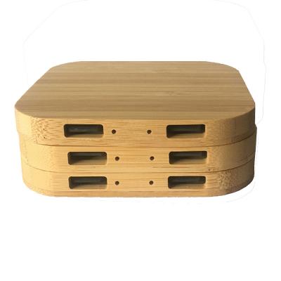 China Bamboo Wireless Cell Phone Qi Charger Portable Wooden Charger Radio Phone Charging Station For Mobile Phone for sale