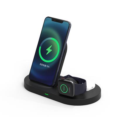 China 3 in 1 Wireless Charging for 3 Device 3 in 1 Foldable Fast Wireless Charger Stand 15W QI Charging Dock Desktop Station for Apple for sale