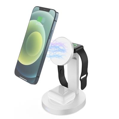 China Smart Watch 15W Fast Charging 3in1 Charging Dock Station Magnetic Wireless QI 3in1 Charger Stand for sale