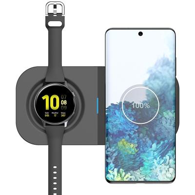 China Charge 2 Devices In The Same Time 15W QI Fast Charge 2 In 1 Wireless Charger Base For Samsung S20/S10/S9 Radio Charging Base For Samsung Watch/Buds for sale