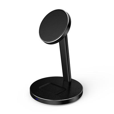 China Magnetic Earphone Aluminum Alloy Charger Stand Qi 10w Wireless Charging 2 in 1 Wireless Charger Dock Station for sale