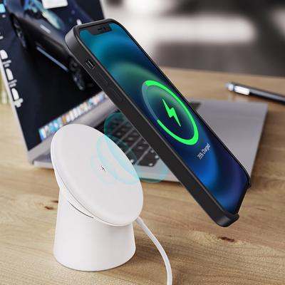 China 2021 Strong Magnetic QI 15W Magnet Wireless Charger 360 Degree Rotation Desktop Charging Stand for sale