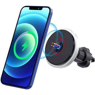 China 15W Magnetic Mobile Phone Car Wireless Charger For Iphone 12 Series Car Phone Fast Charging Holder for sale