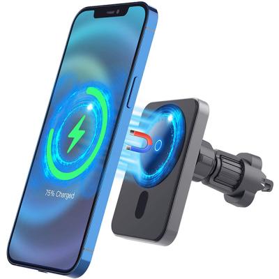 China Mobile Phone QI Car 15W Fast Charging Magnetic Wireless Charger Mount For Iphone 12/13 for sale