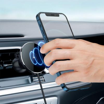 China Strong Magnet Magnetic Car Phone Holder QI 15w Fast Charging Magnetic Wireless Mount For Iphone 13/12 for sale