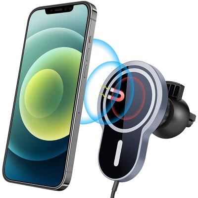 China Strong Magnetic Fast Magnetic Car Phone Holder Qi 15w Wireless Car Charger Mount For iPhone 12/13 for sale