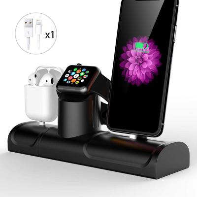 China Silicone Adjustable 3 in 1 Charging Dock for Apple Watch iPhone AirPods Charger Docking Stand Desk Base for sale