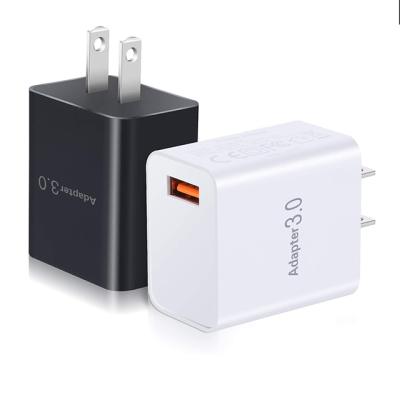 China Mobile Phone QC 3.0 Port USB Charger 18W Single Fast Charging Travel Adapter Wall Charger for sale