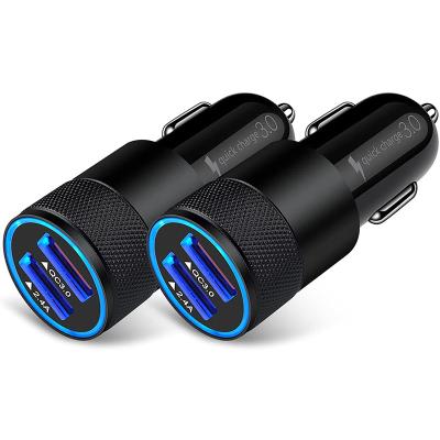 China Mobile Phone USB Car Charger QC 3.0 Fast Car Phone Charger Adapter Dual Port Cigarette Lighter for sale