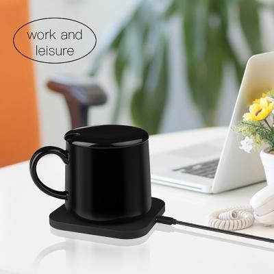 China Mobile Phone/Coffee Cup Warmer 55 Degree Temperature Control Wireless Charger 300ml Desktop Wireless Charging Hot Ceremic Mug for sale