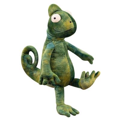 China Wholesale Plush Cartoon Green Brown Simulation Stuffed Lizard Plush Toy for sale