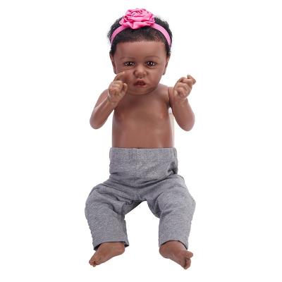 China Silicone 58cm 12 22 Inch Small Realistic Reborn Baby Doll African American Black Girl Babies for sale