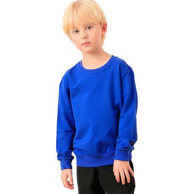 China Logo Children Solid Color High Quality Cotton Breathable White Top Kids Pullover Autumn Spring Long Sleeve T-shirt for sale