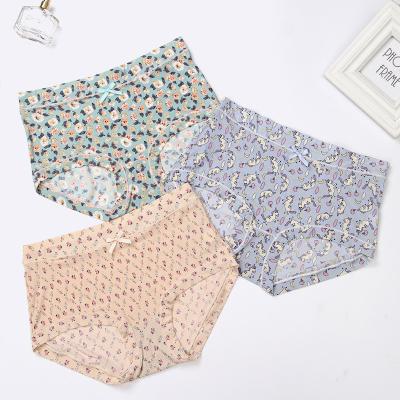 China Breathable Summer Cute Women Print Breathable Underwear Ice Silk High Waist Panties for sale