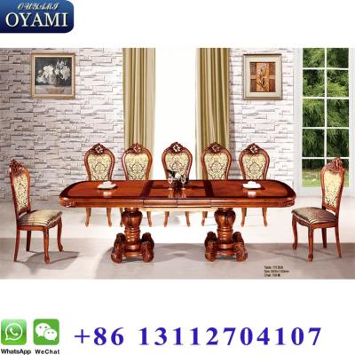 China Dining Set Classic Royal Solid Wood Hand Carved Tables Dining Room Furniture Dining Tables for sale