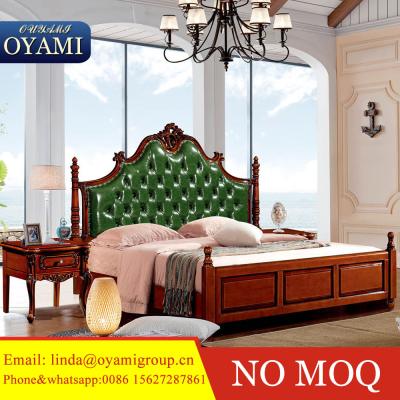 China Latest Double Bed French Classic Furniture Design Wooden Bedroom Furniture Oak Wooden Bed for sale