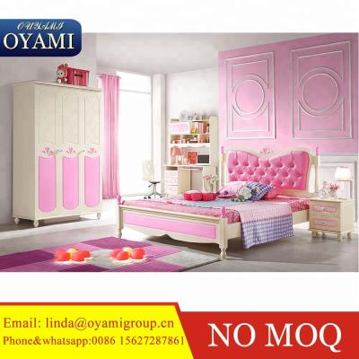 China 2018 Wood Carving Fancy Children Kids Wood Bed Bedroom Furniture Sets for sale