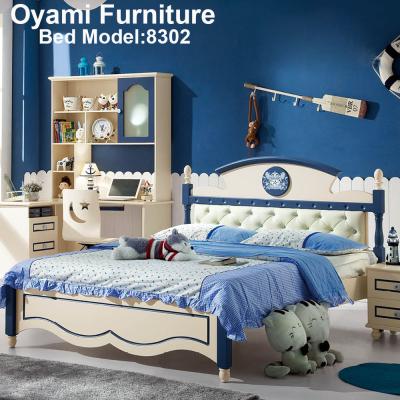 China Wooden Factory Directly Supply Competitive Wooden Child Platform Luxury Leather Hot Selling Double Bed for sale