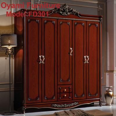 China French Baroque Bedroom Style Hand Carved Wooden Bedroom Wardrobe Designs For Wardrobe for sale