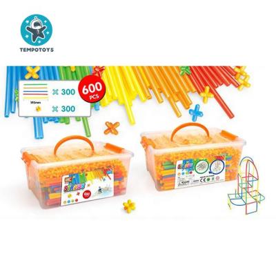 China Funny Educational Toy Tempo Toys 2021 New Trend Straw Constructor STEM Building Toys 600 Pcs Interlocking STEM Plastic Toy for sale