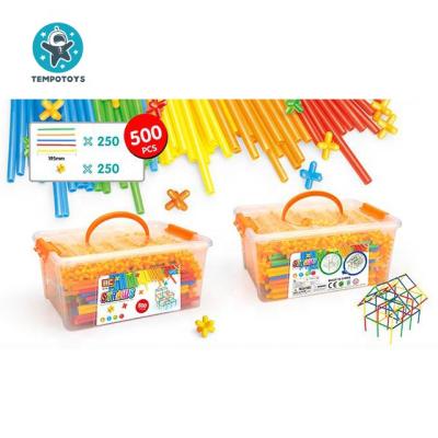 China Toy Tempo Toys High Inquiry Straw Constructor Funny STEM Educational Building Toys 500 Pcs Interlocking Plastic STEM Toy for sale