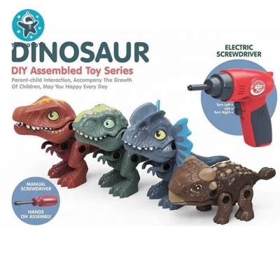 China Hot Sale 4pcs Juguetes Para de Toy Tempo Toys Amazon Hot Sale Funny Educational Dinosaur Toy With Electric Screw Driver Loss Disassembly Ninos DIY Kids Toys for sale