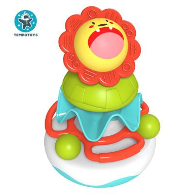 China 2021 New Arrival Plastic Toys Cute Cartoon Study Lion Musical Baby Stacking Toys With Songs for sale